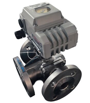 T-type Flanged Three-way Valve Quarter Turn Actuator