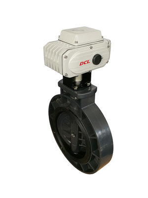 DN250 Electric Actuated Butterfly Valve Wafer Type PVC Butterfly Valve