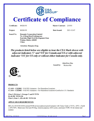 ATEX/IECEx Certificates Explosion Proof Electric Actuator For Flammable Gas